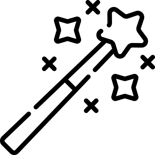 Magic wand witchcraft tools and utensils birthday and party icon