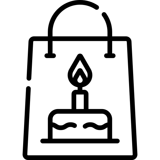 Birthday cake gift bag surprise icon