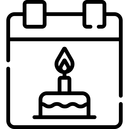 Birthday cake time date icon