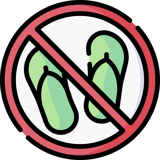 Flip flops prohibition forbidden sign flip flops icon