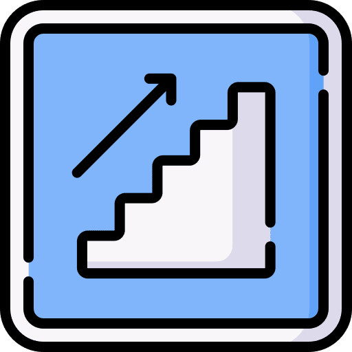 Stairs ascending signal up arrow icon