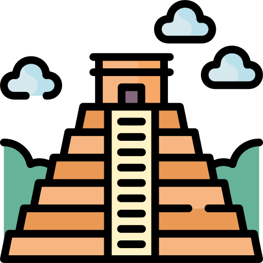 Pyramid architecture and city maya pyramid icon