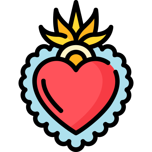 Mexican dia de muertos traditional heart icon