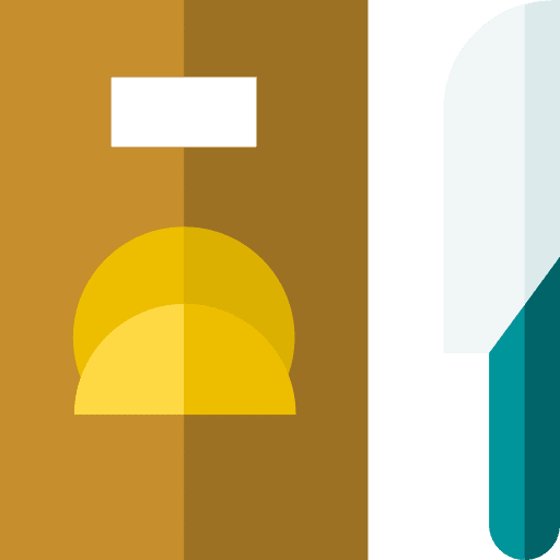 Cutting board food and restaurant knife kitchenware icon