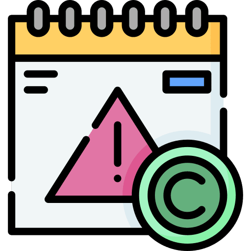 Expiry time and date copyright exclamation mark icon