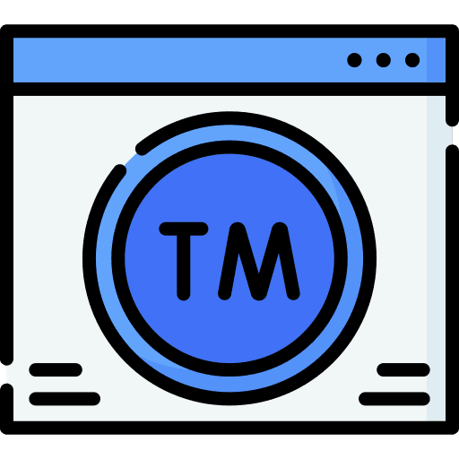 Trademark seo and web trademark online icon