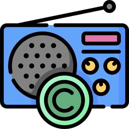 Radio music and multimedia electronics copyright icon