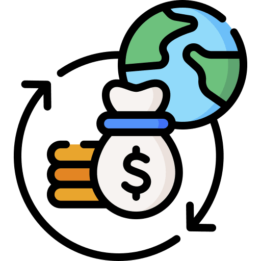 Circular economy business money bag globe icon