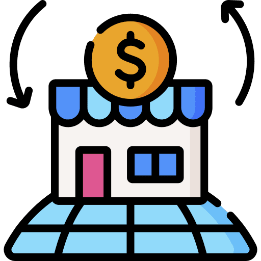 Circular economy shop store commerce and shopping icon