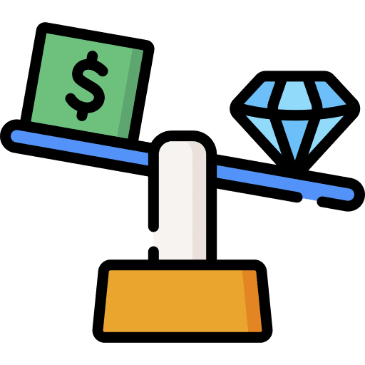 Values scale strong benefits icon