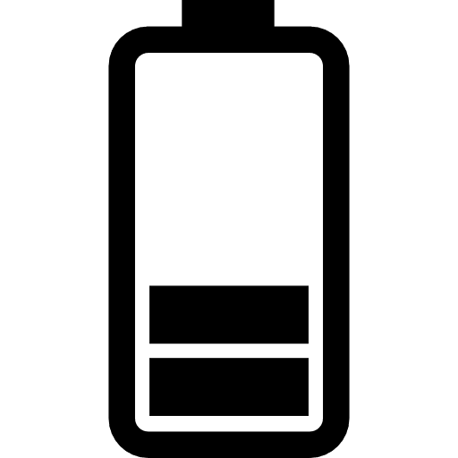 Battery status 2 bars charge plug icon