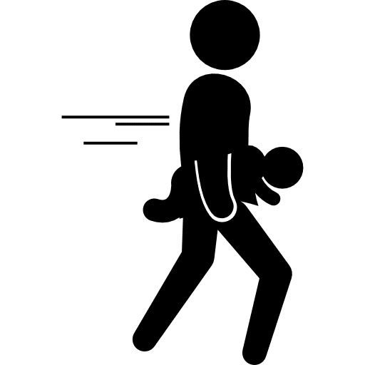 Criminal stealing a baby child stealing silhouette icon