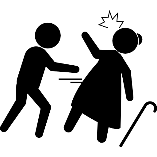 Criminal stealing an old woman criminal silhouettes robber icon