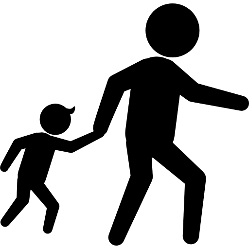 Criminals silhouettes of an adult with a child adult robbers silhouettes icon