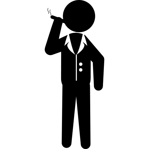 Elegant standing smoking criminal standing stickman full body icon