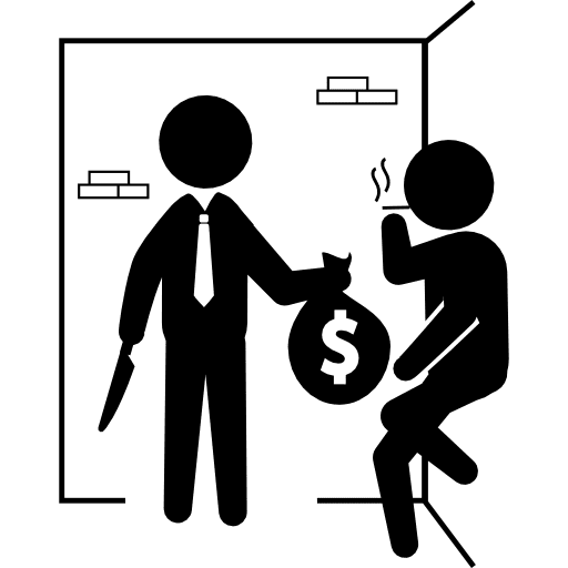 Armed criminals with money bag bag criminal money bag icon