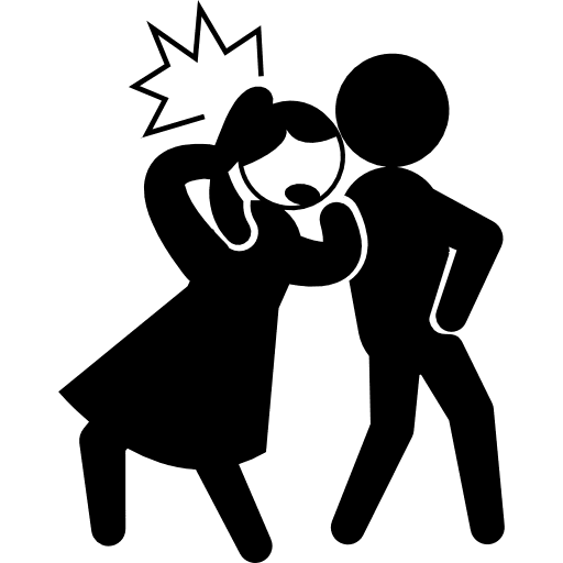 Criminal kicking the back of the head of a woman woman back people icon