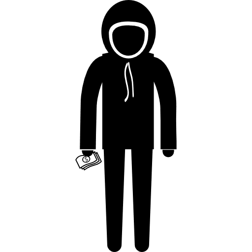 Criminal with covered head cover head people icon