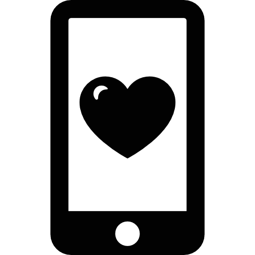 Phone with heart cellphone technology phone call icon