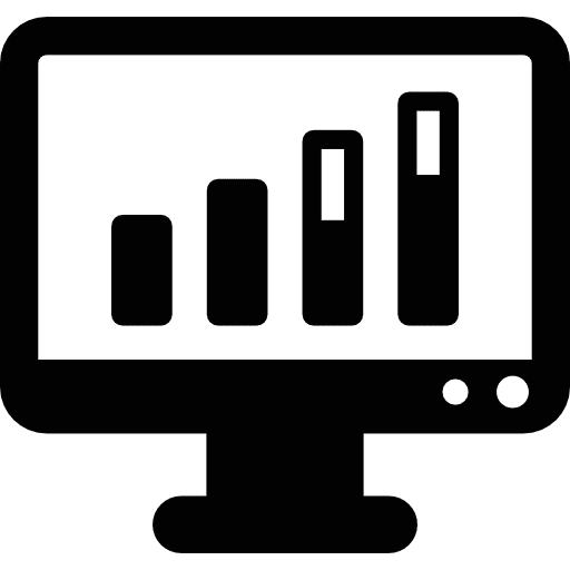 Stats on a screen computer monitor technology bars chart icon