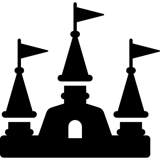 Castle fairytale queen king icon