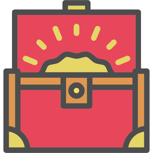 Treasure chest gold pirate icon