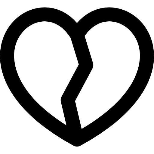 Broken heart romantic heartbreak shapes icon