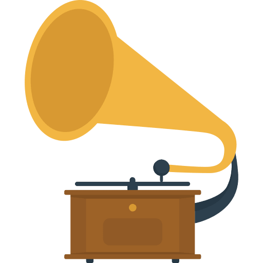 Gramophone antique music and multimedia music icon