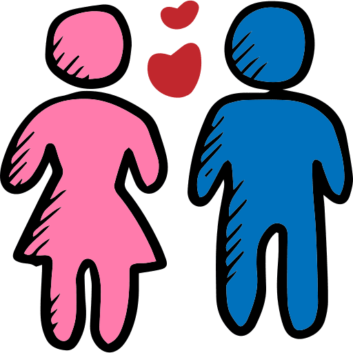 Heterosexual lovely hearts love icon