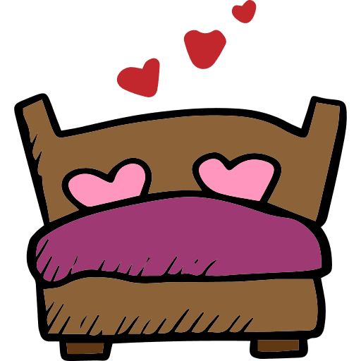 Bed valentines day romantic heart icon