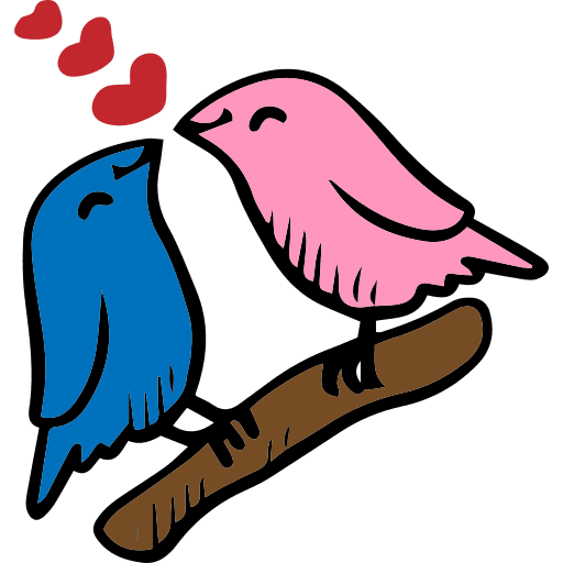 Birds lovers animals heart icon
