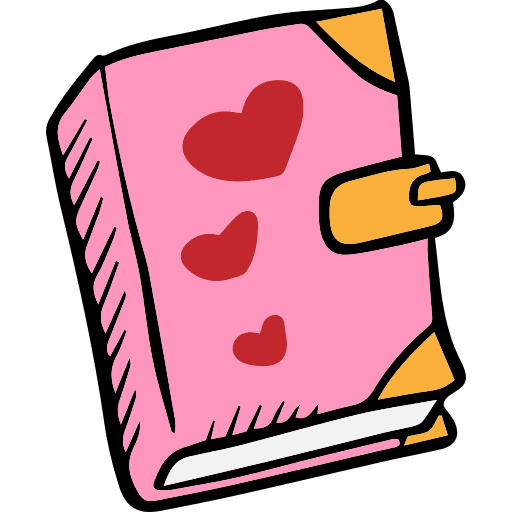 Diary valentines day hearts love icon