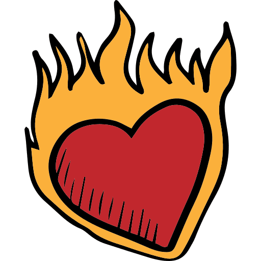 Heart romantic burning valentines day icon