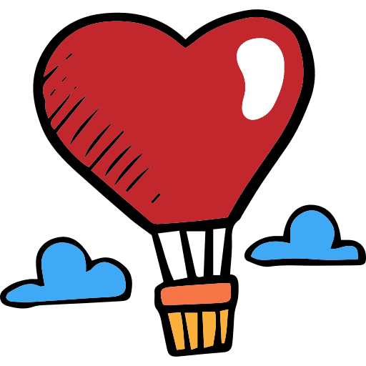 Hot air balloon romantic valentines day love icon