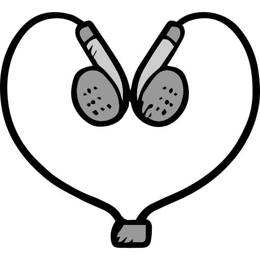 Earphones audio heart shape technology icon