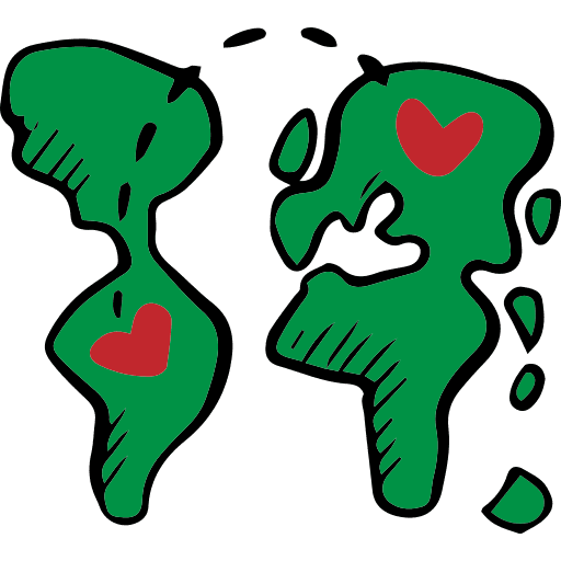 Long distance valentines day long distance maps and flags icon