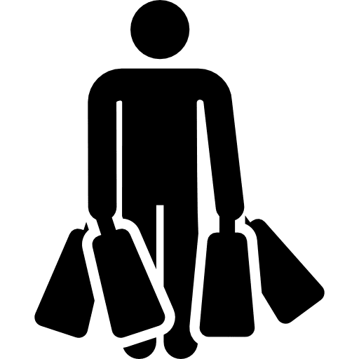 Shopper buyer people shopping bags icon