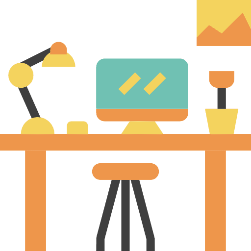 Workplace furniture computer antique icon