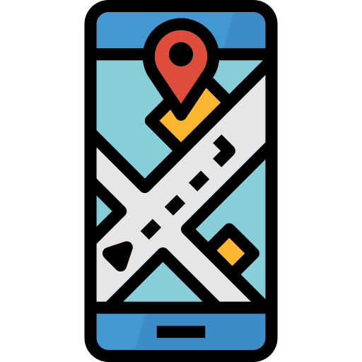 Navigation maps and location smartphone gps icon