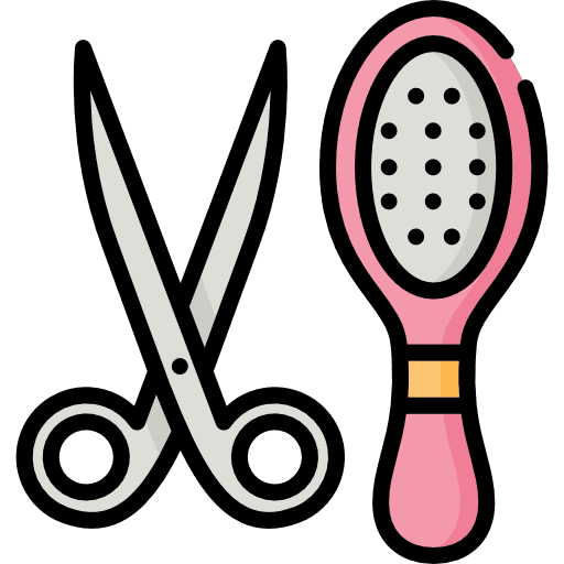 Grooming scissors beauty salon brush icon