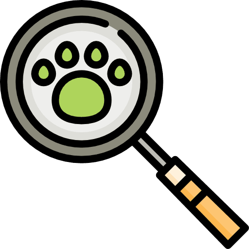 Search detective animals paw icon