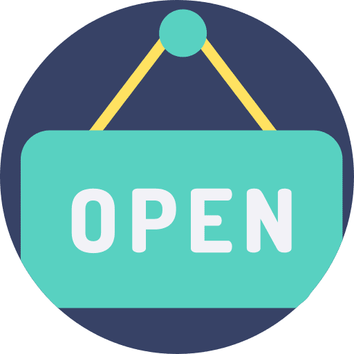 Open commerce and shopping open opening hours icon