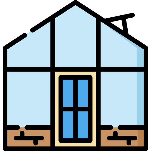 Greenhouse plants greenhouse farming and gardening icon