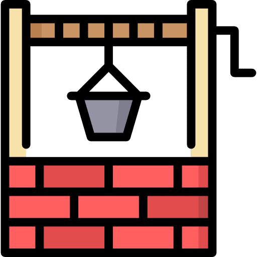 Buildings ecology and environment structure well icon