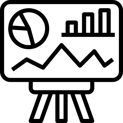 Presentation stats business and finance analytics icon