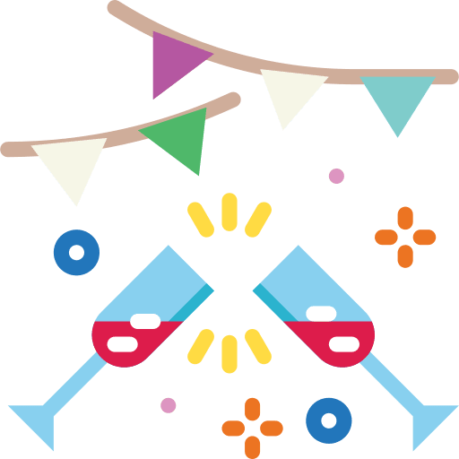 Party food and restaurant celebration champagne glass icon