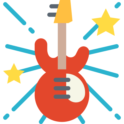 Guitar orchestra music and multimedia musical instrument icon