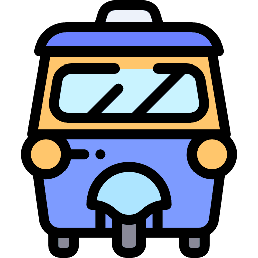 Tuk tuk tourism rickshaw three wheeler icon