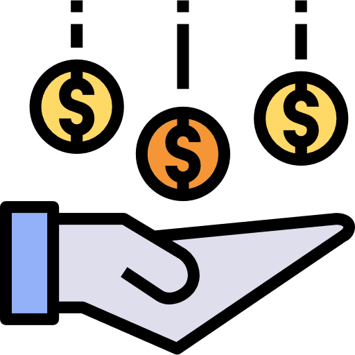 Benefits bank hands and gestures profit icon