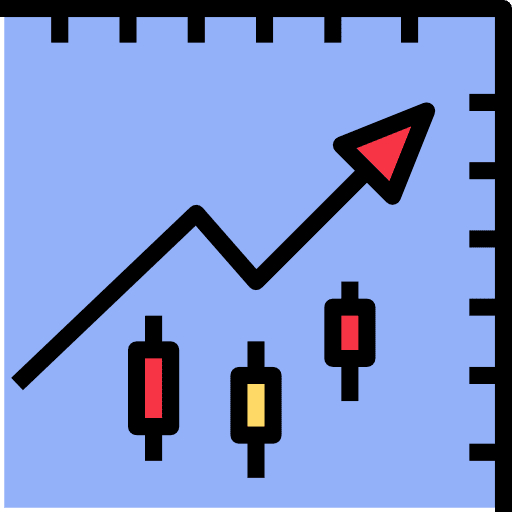Margin statistics arrow commerce and shopping icon